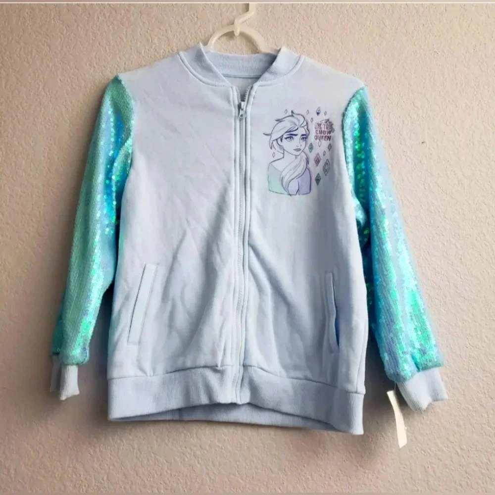 Girls DISNEY Frozen II Large (10-12) Elsa Sequin Sleeve Sweatshirt NWT